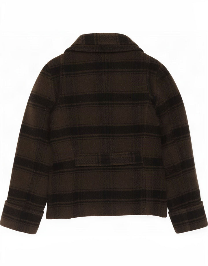 G-Star Damen Pea Coat UK 10 Small Khaki Check Wolle