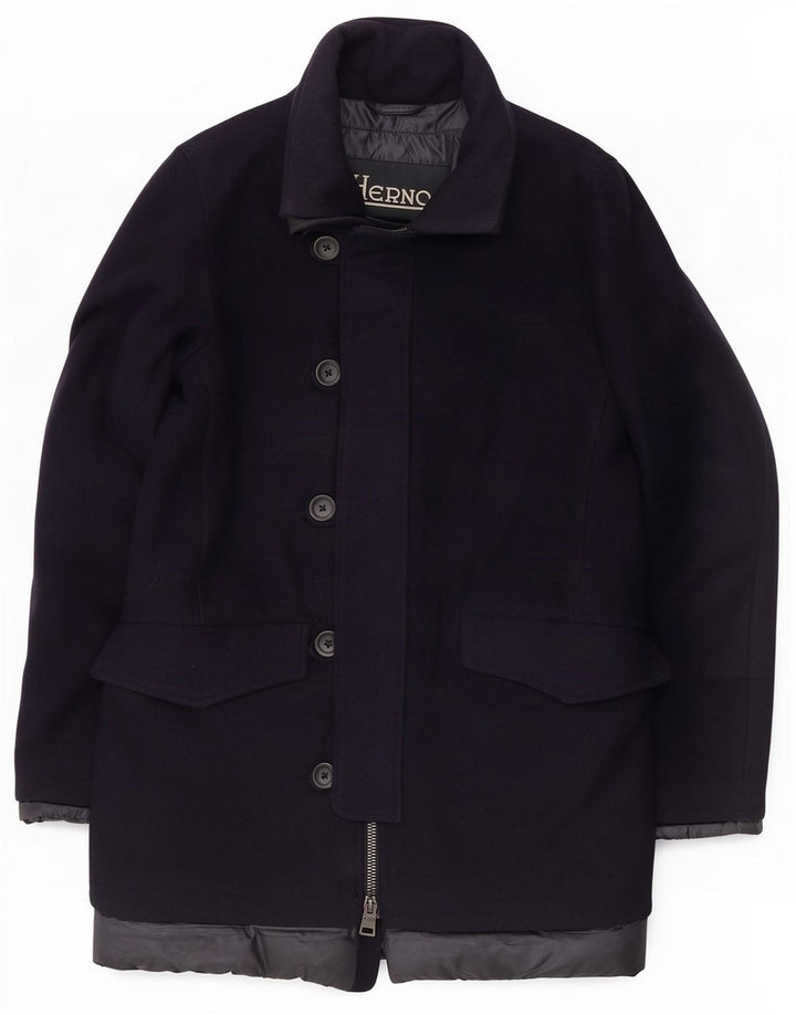 Herno Herrenmantel IT 44 XS Marineblaue Wolle