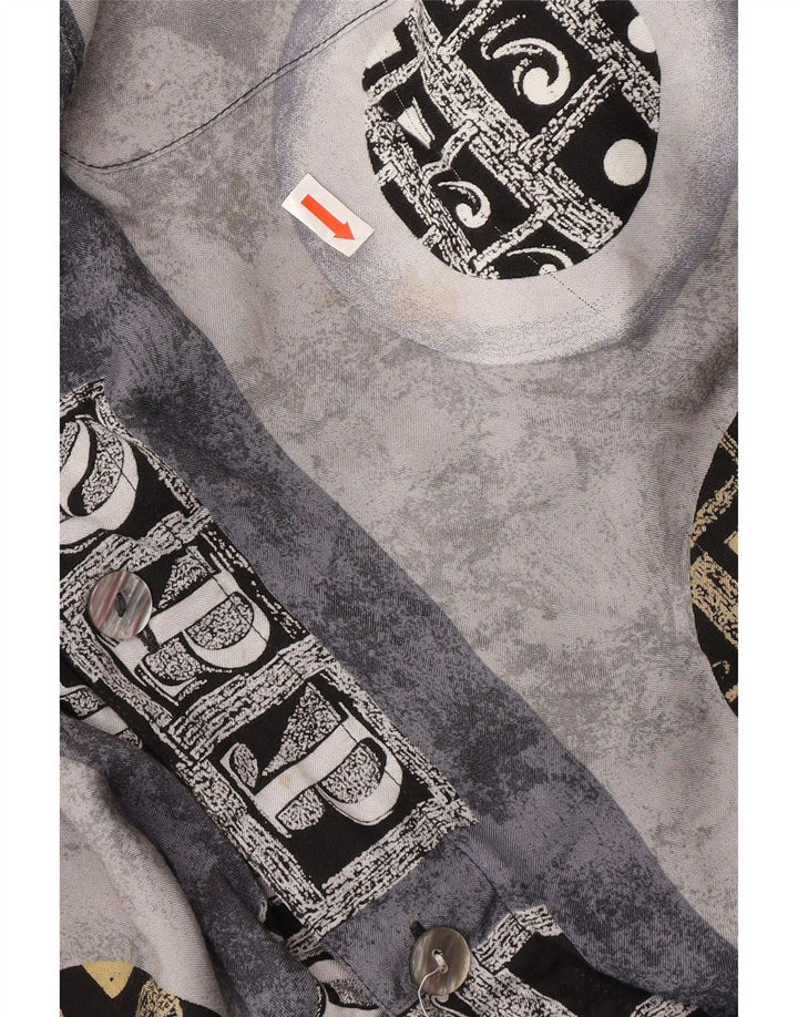 ANDRE LEON Mens Shirt Large Grey Geometric Vintage Andre Leon and Second-Hand Andre Leon from Messina Hembry 