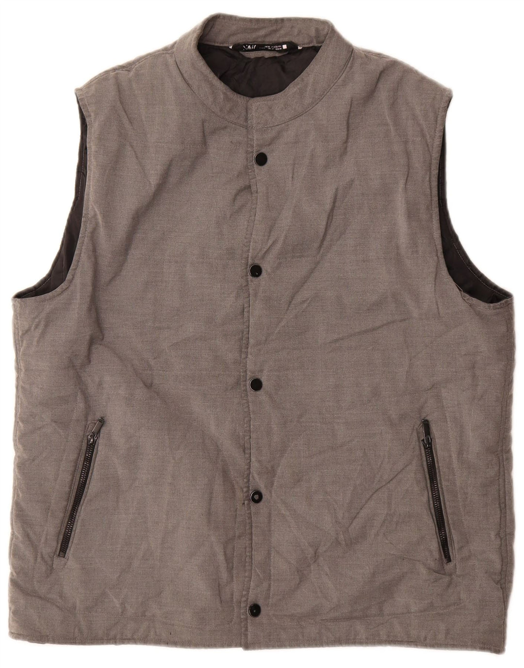 Zara Herren Wattierte Weste UK 42 XL Grau Polyester