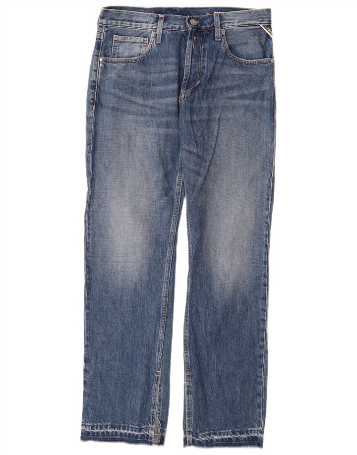 Replay Damen Straight Jeans W26 L30 Blaue Baumwolle