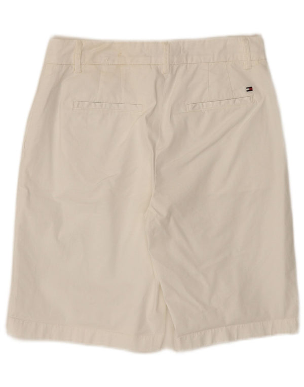 Tommy Hilfiger Damen-Chinoshorts mit hoher Taille, W34, Größe L, weiße Baumwolle