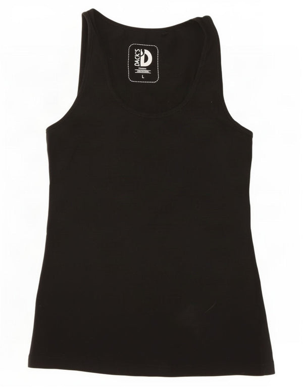 Dack's Womens Vest Top UK 14 Large Black Cotton