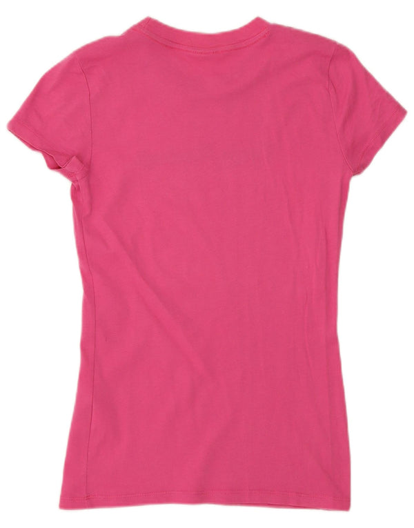 Hollister Womens Graphic T-Shirt Top UK 8 Small Rosa Baumwolle