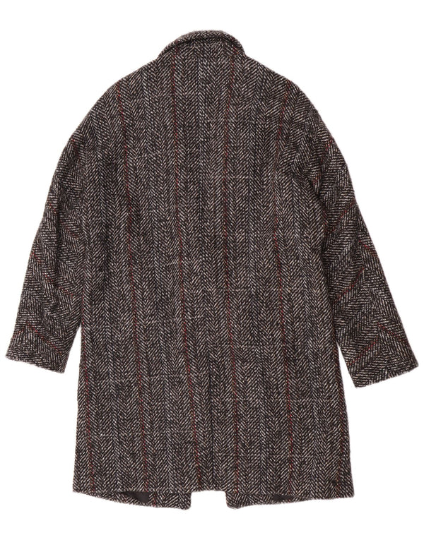 Zara Damen Mantel UK 14 mittelgrau karierte Wolle