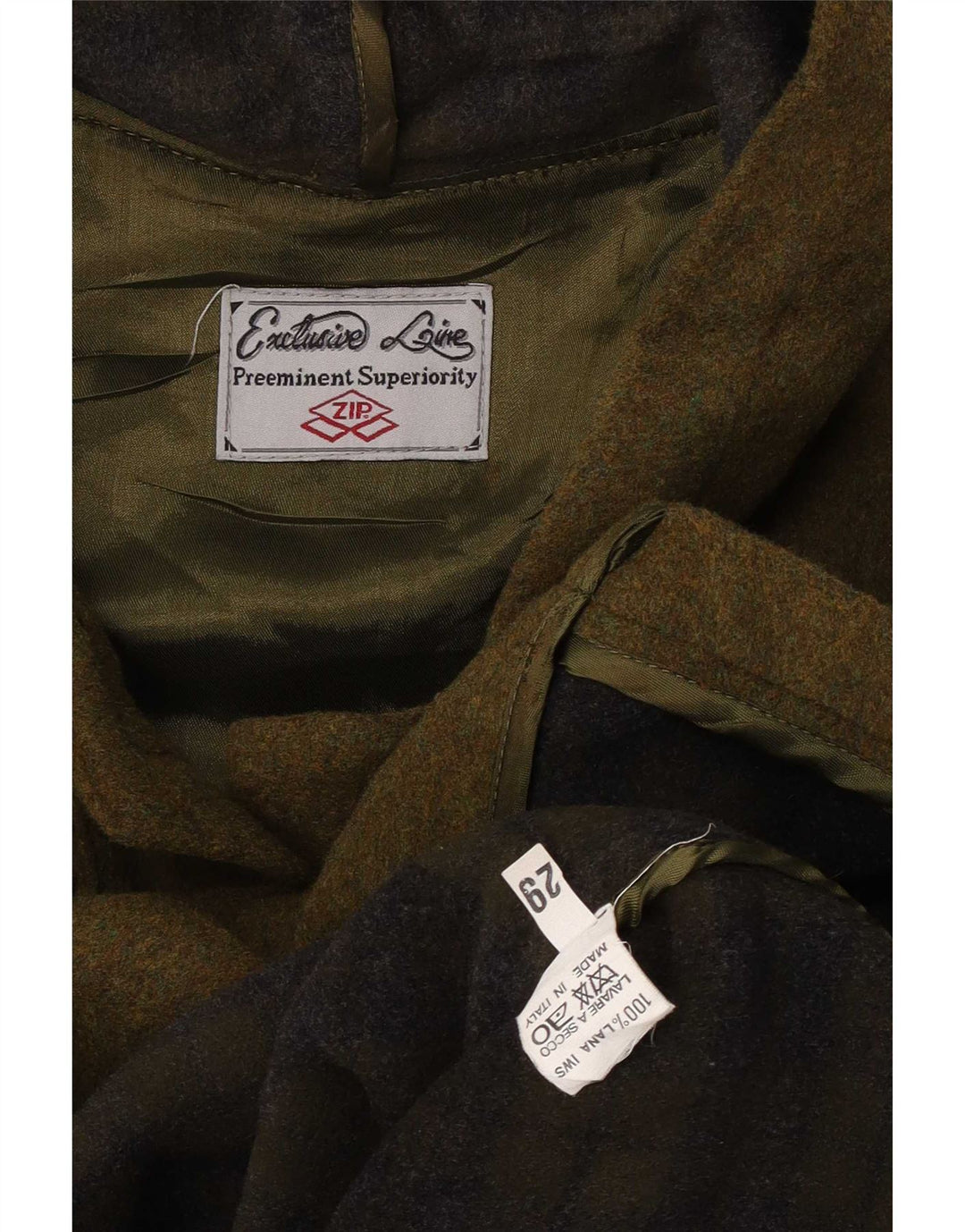 Damen-Dufflecoat mit Kapuze und Reißverschluss, UK 16, Größe L, grüne Wolle