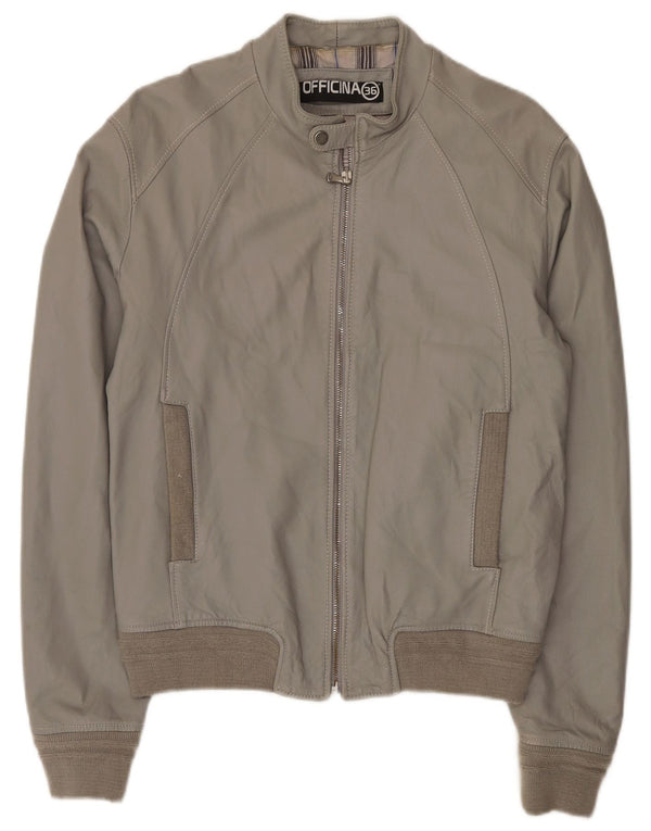 Officina 36 Herren Bomber Lederjacke UK 42 XL Grau