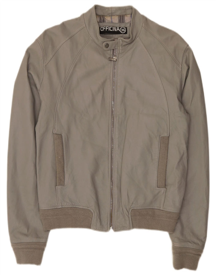 Officina 36 Herren Bomber Lederjacke UK 42 XL Grau