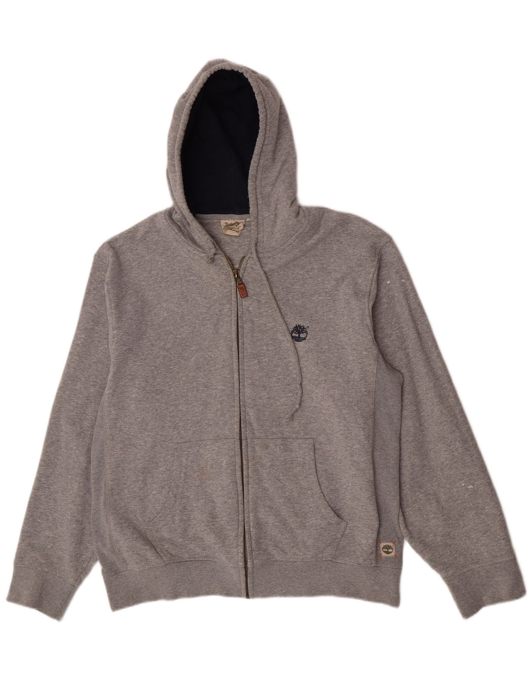 Timberland Herren-Kapuzenpullover mit Reißverschluss, groß, graue Baumwolle