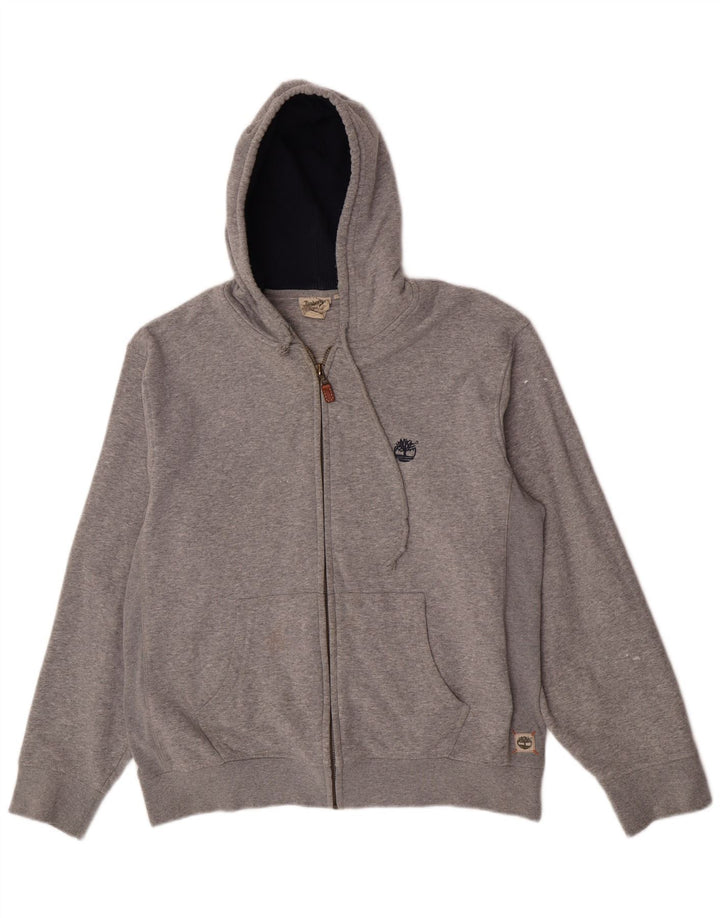 Timberland Herren-Kapuzenpullover mit Reißverschluss, groß, graue Baumwolle