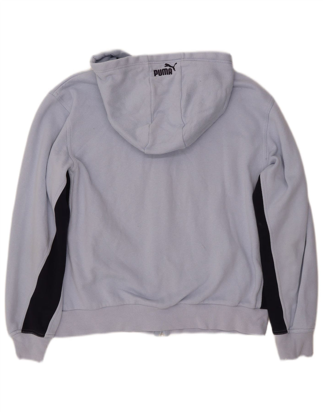 PUMA Damen Graphic Hoodie Pullover UK 14 Mittelblaue Colourblock-Baumwolle