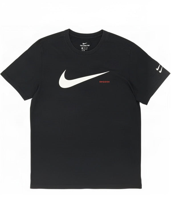 Nike Herren Swoosh Graphic T-Shirt Top XL Schwarz Baumwolle
