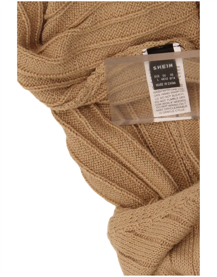Shein Damen Strickkleid mit Neckholder, UK 14, Größe L, Beige, Polyester