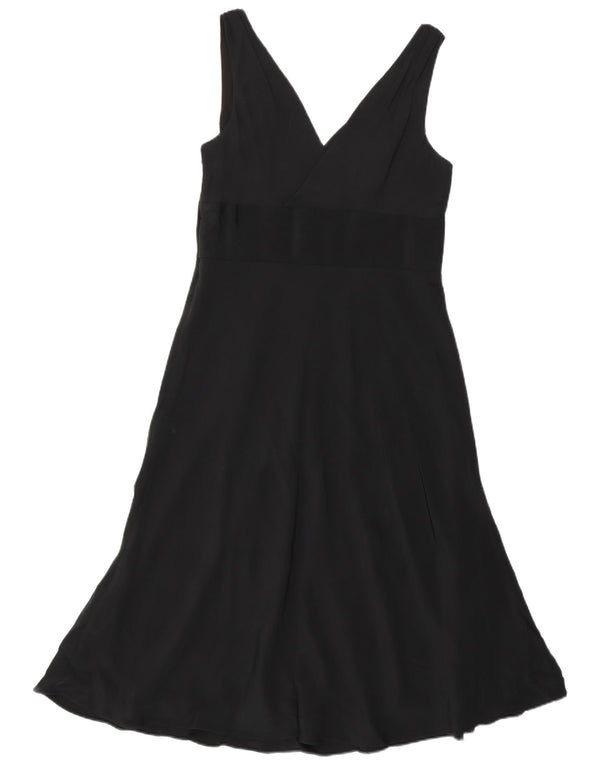 J. Crew Damen Ärmelloses A-Linien-Kleid US 10 Large Schwarze Seide