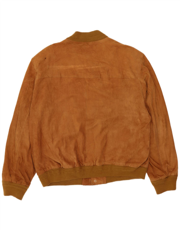 Vintage Herren Wildleder Bomberjacke IT 54 2XL Beige Leder