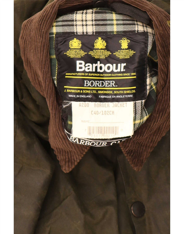 Barbour Herren-Jacke aus gewachster Baumwolle mit Rand, UK 40, mittlerer Khaki-Farbblock