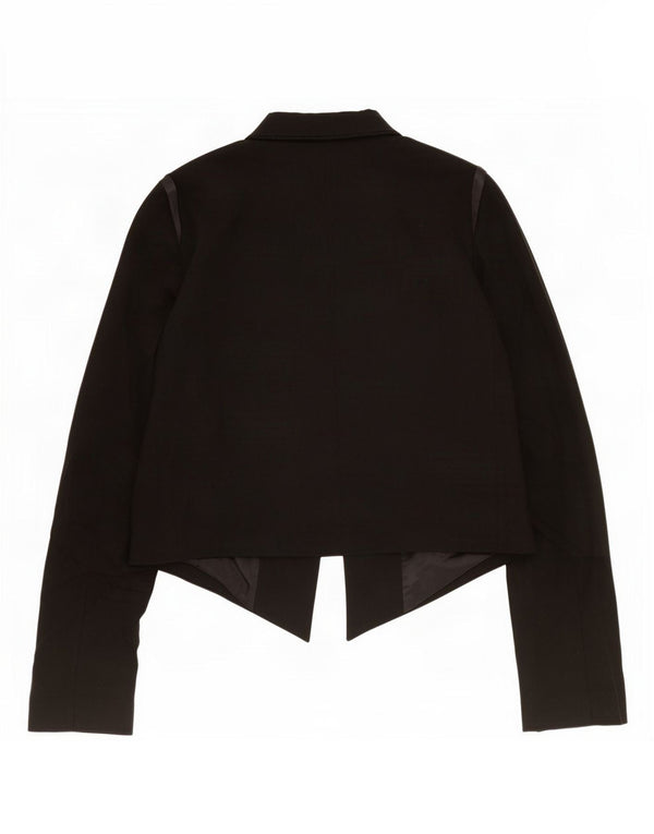 Zara Damen Blazer Jacke UK 12 Mittelschwarze Wolle