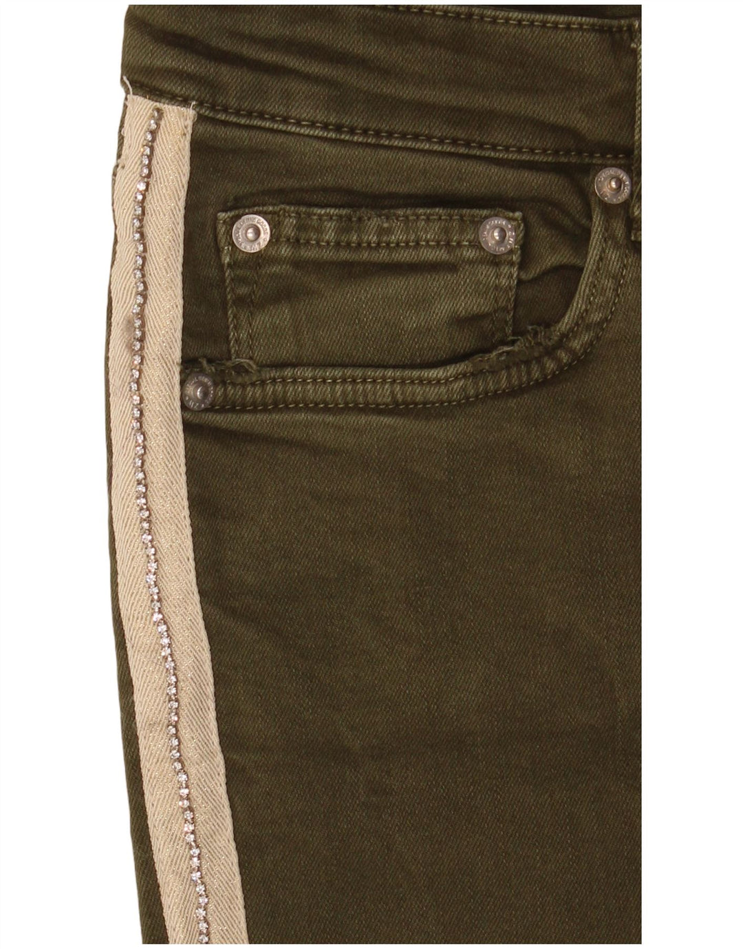 Zara Damen Slim Jeans EU 40 Medium W30 L27 Khaki Colourblock
