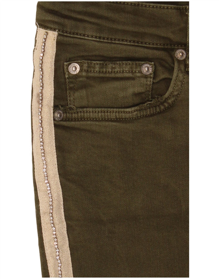 Zara Damen Slim Jeans EU 40 Medium W30 L27 Khaki Colourblock