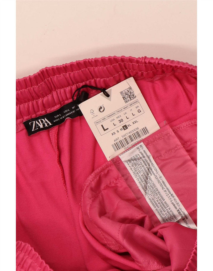 Zara Damen Sportshorts Large W30 Rosa Viskose