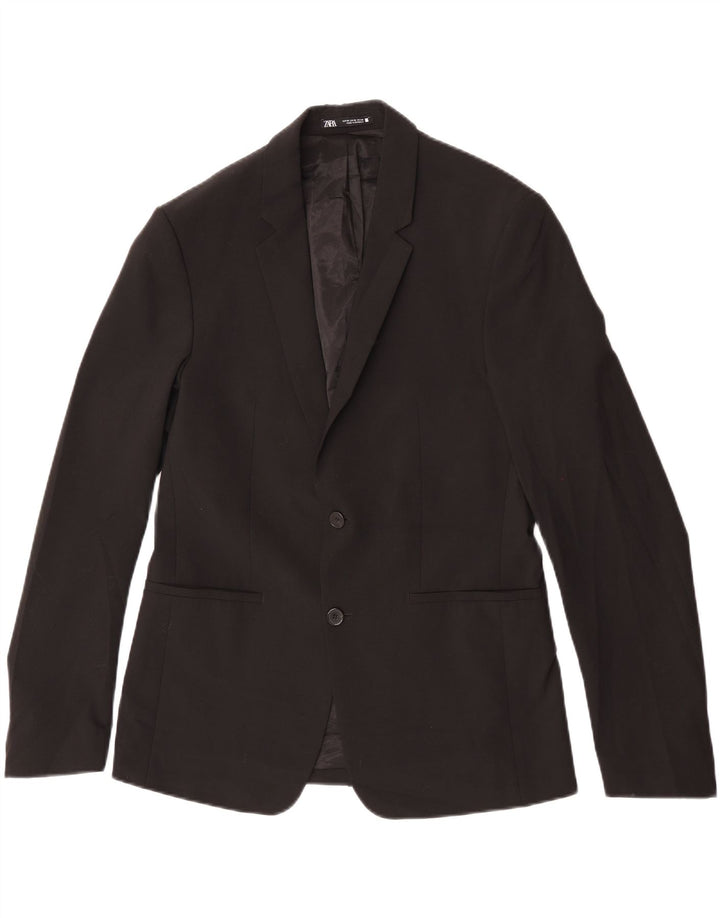Zara Herren-Blazerjacke mit 2 Knöpfen, EU 48, mittelschwarzes Polyester