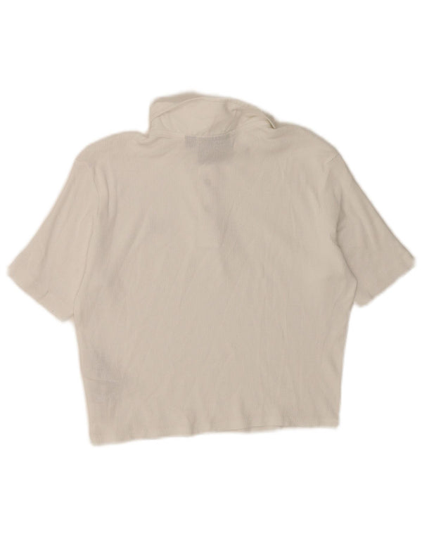 DICKIES Damen Crop Poloshirt UK 12 Mittelweiße Baumwolle