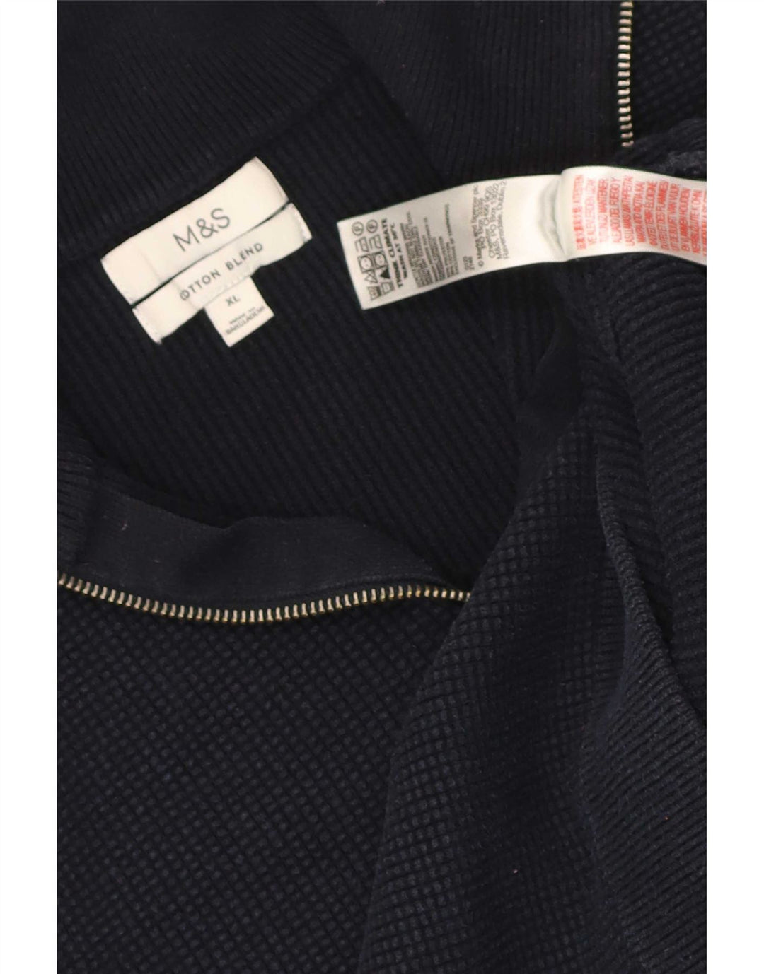 Marks & Spencer Herren-Pullover mit Reißverschluss am Hals, XL, Marineblau, Polyester