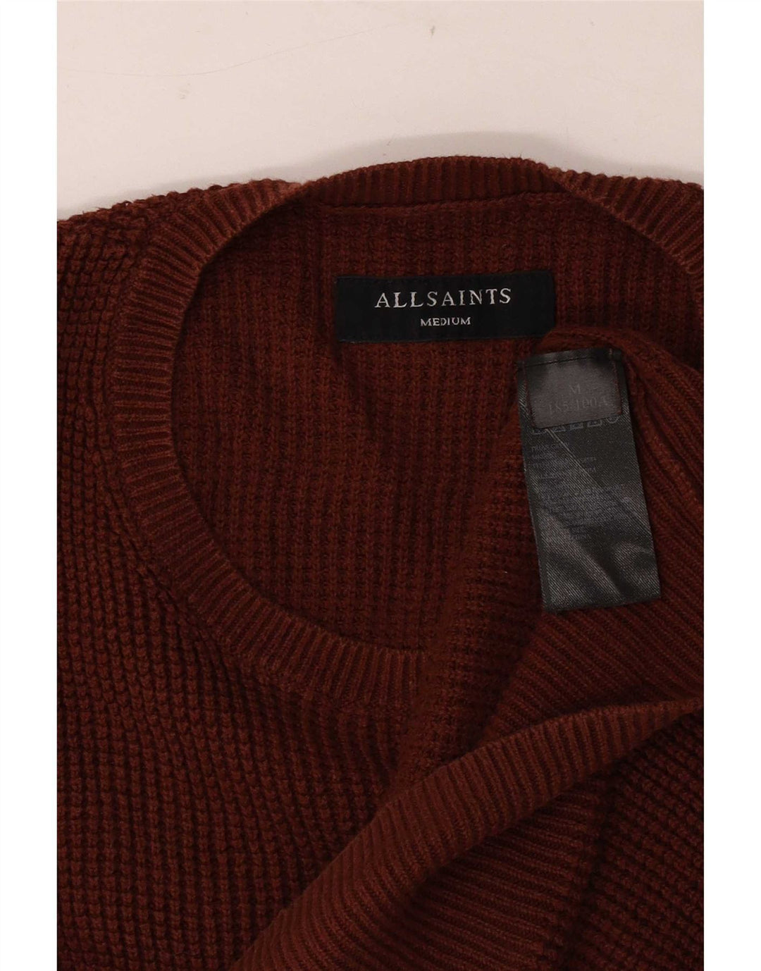 All Saints Herren-Pullover mit Rundhalsausschnitt, mittelbraune Baumwolle