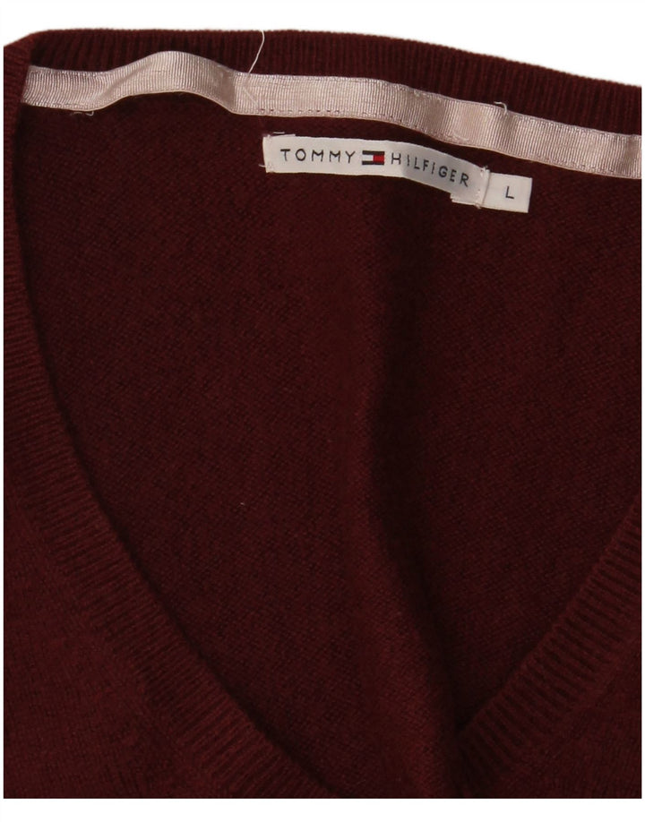 Tommy Hilfiger Damen-Pullover mit V-Ausschnitt, UK 14, Größe L, Kastanienbraun