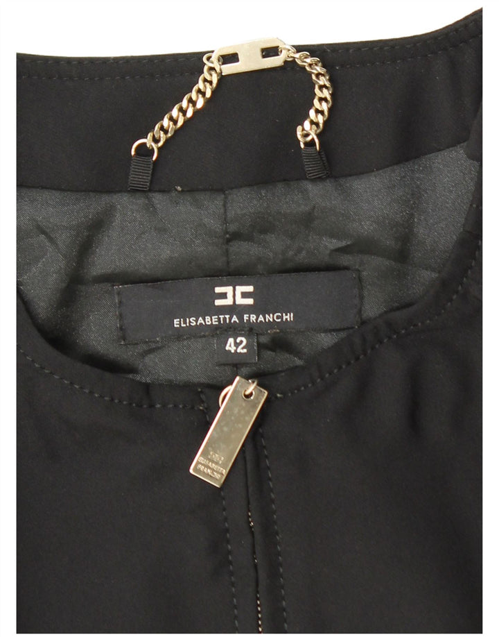ELISABETTA FRANCHI Damen Blazerjacke mit 3/4-Ärmeln IT 42 Mittelschwarz