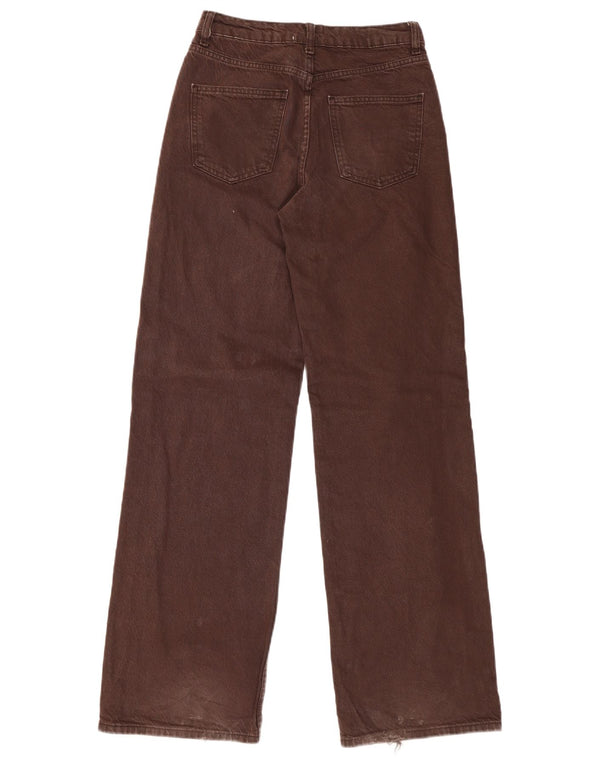 Zara Damen-Jeans mit weitem Bein und hoher Taille, EU 34, 2XS, W24, L32, braune Baumwolle