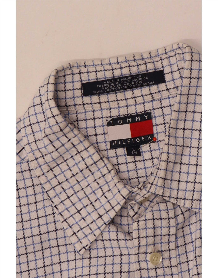 Tommy Hilfiger Herrenhemd, groß, weiß kariert, Baumwolle