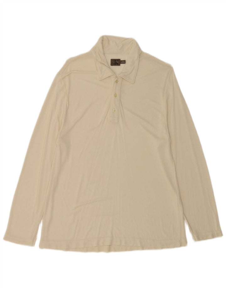 Calvin Klein Herren Langarm-Poloshirt, groß, Beige