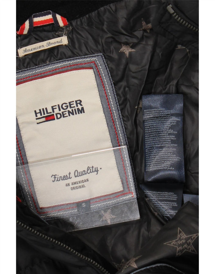 Tommy Hilfiger Wattierter Damenmantel mit Kapuze, UK 10, Größe S, Schwarz, Polyester