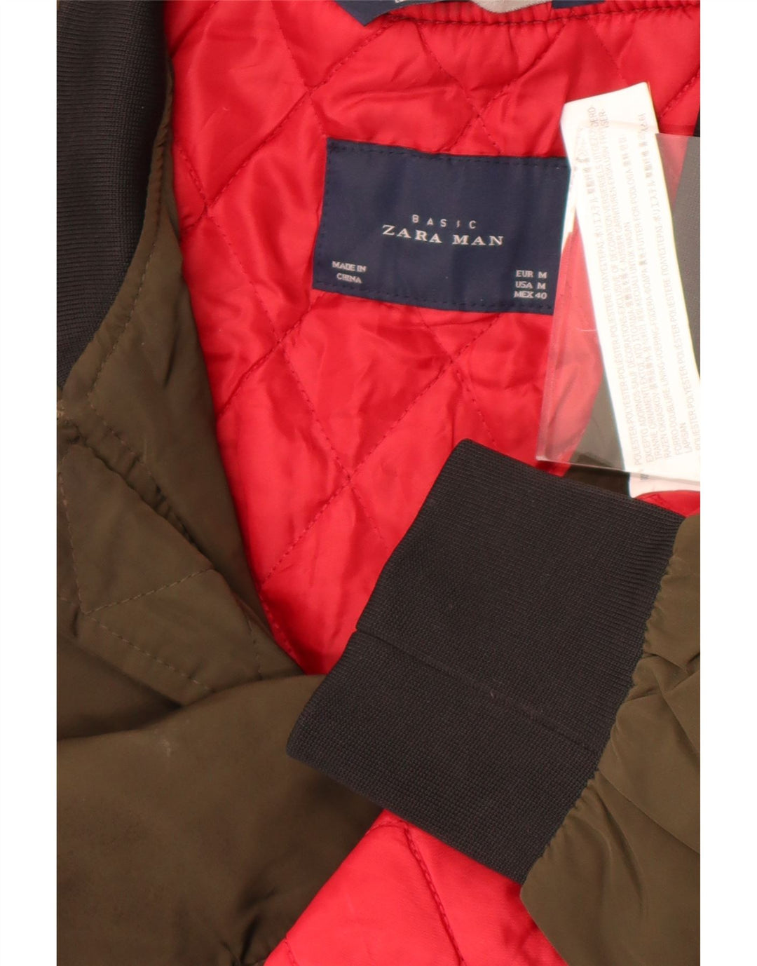 Zara Herren Bomberjacke UK 38 Medium Khaki Colourblock Polyester