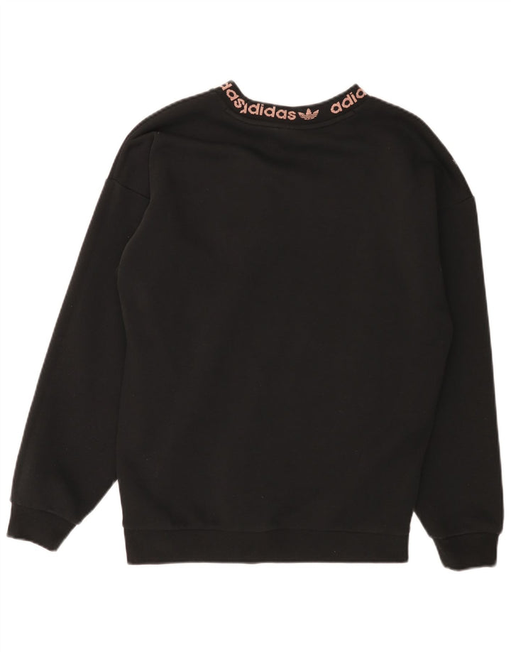 Adidas Damen Graphic Oversized Sweatshirt Pullover UK 4 Small Schwarz Baumwolle