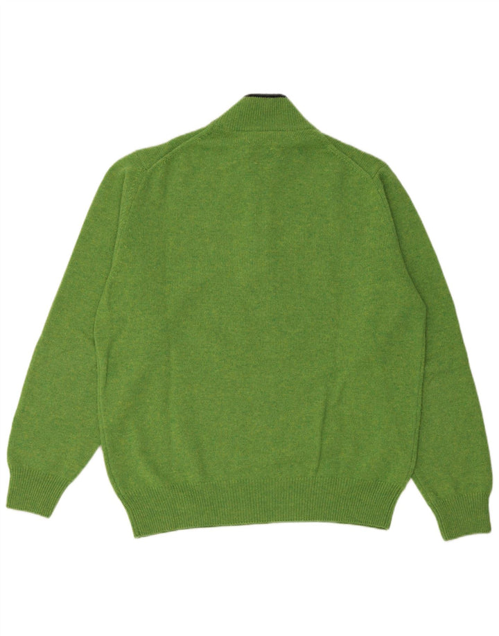 Fred Perry Herren-Pullover mit Reißverschluss am Hals, mittelgrüne Wolle