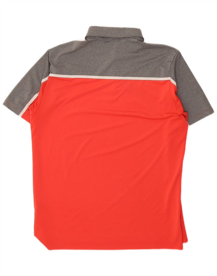 Adidas Herren-Poloshirt, großes rotes Colourblock-Polyester