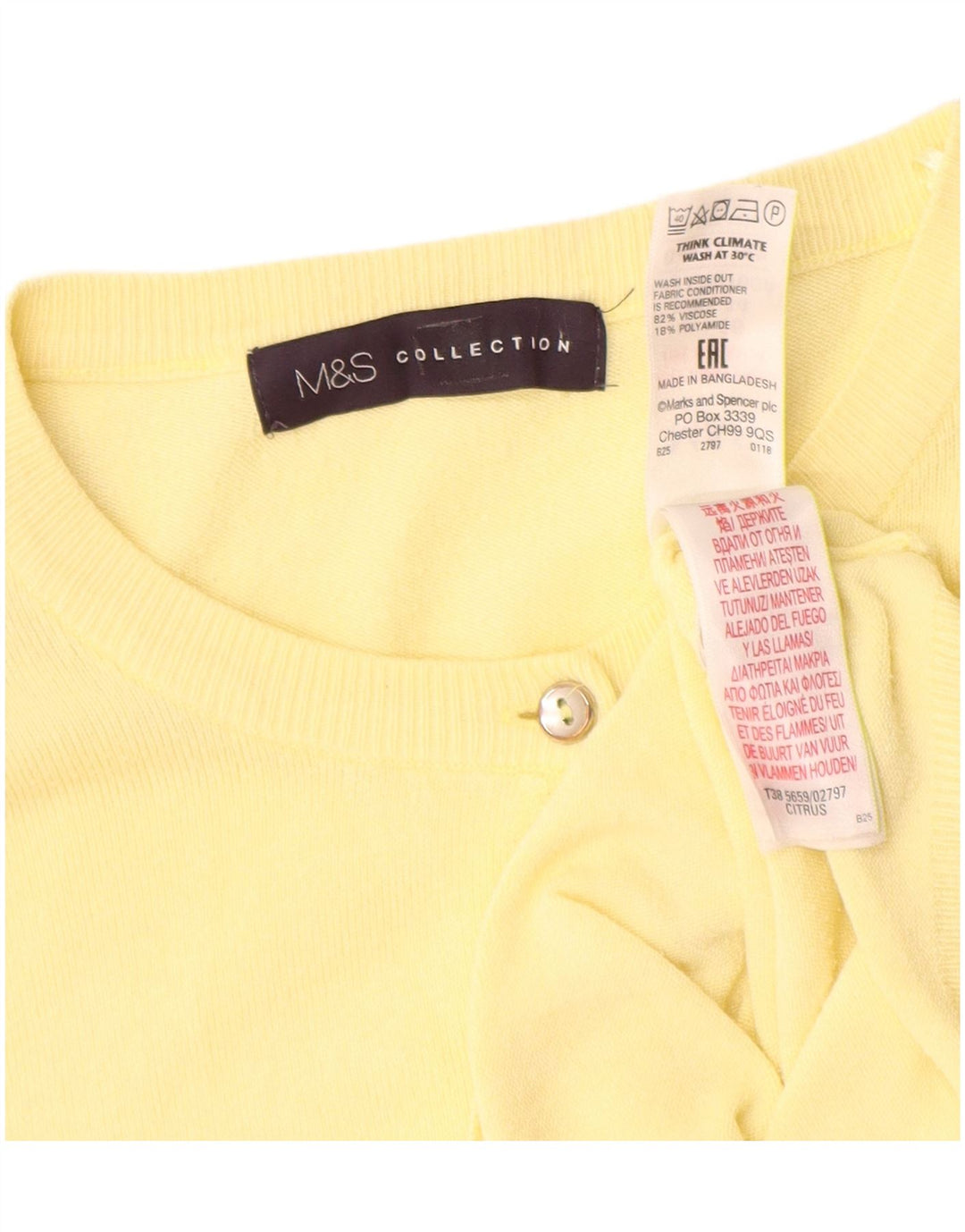 Marks & Spencer Damen-Cardigan-Pullover UK 16 Large Gelbe Viskose