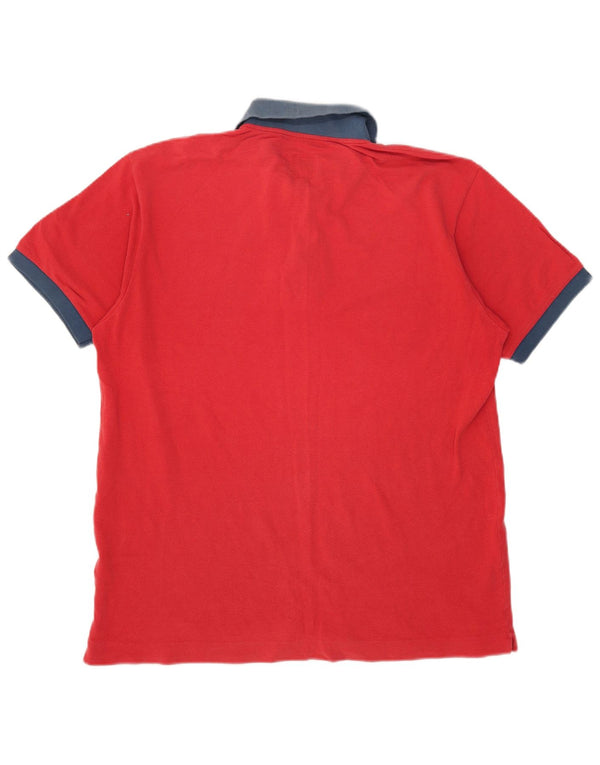 Benetton Herren Poloshirt XL Rot Colourblock