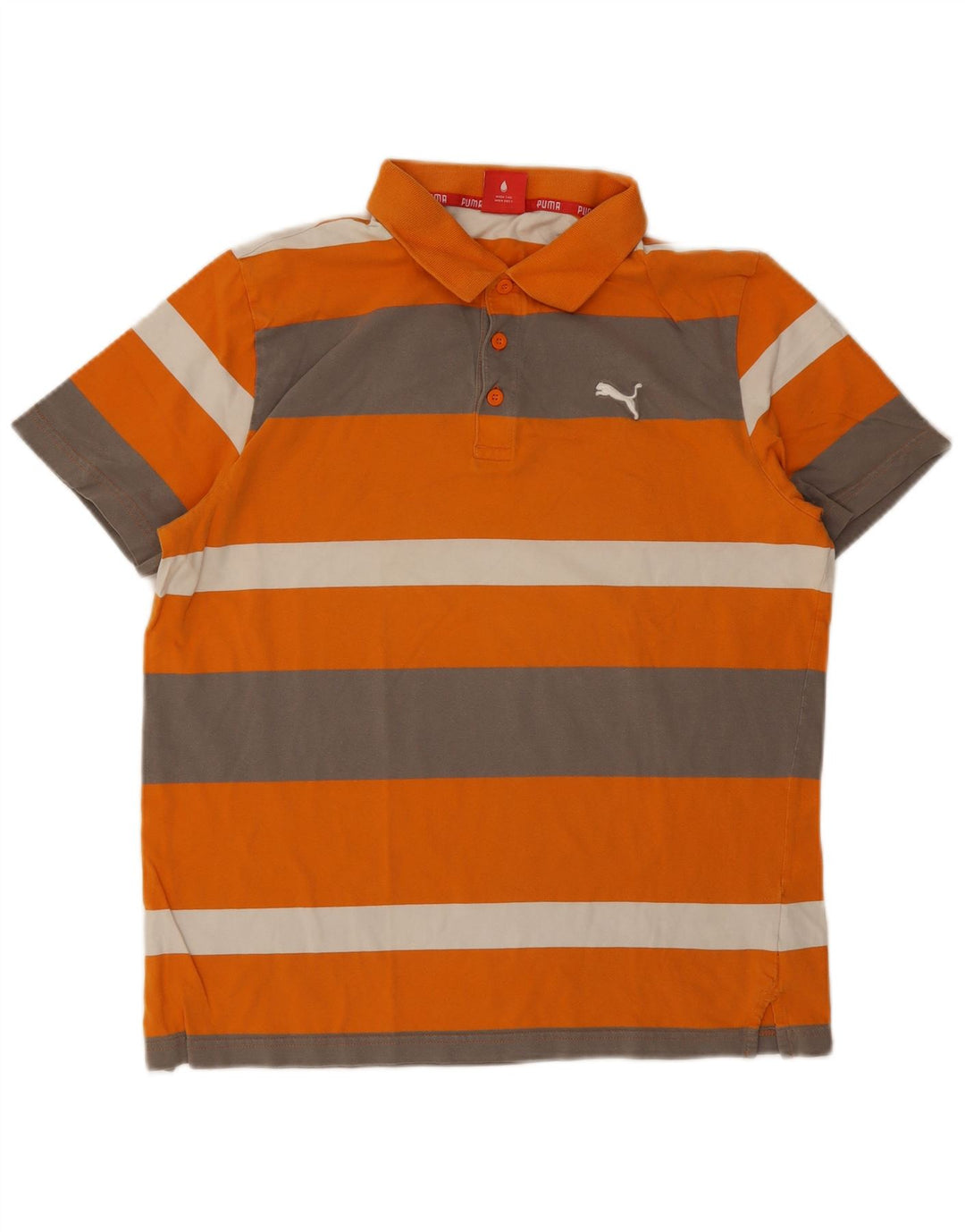 Puma Herren Kurzarm-Poloshirt, groß, orange gestreift