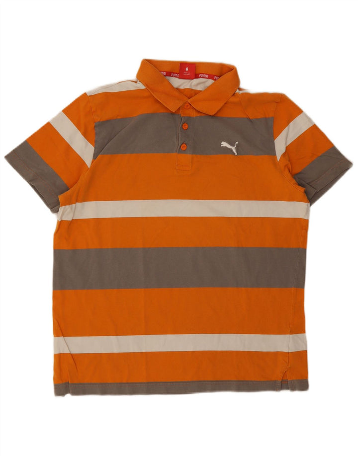 Puma Herren Kurzarm-Poloshirt, groß, orange gestreift