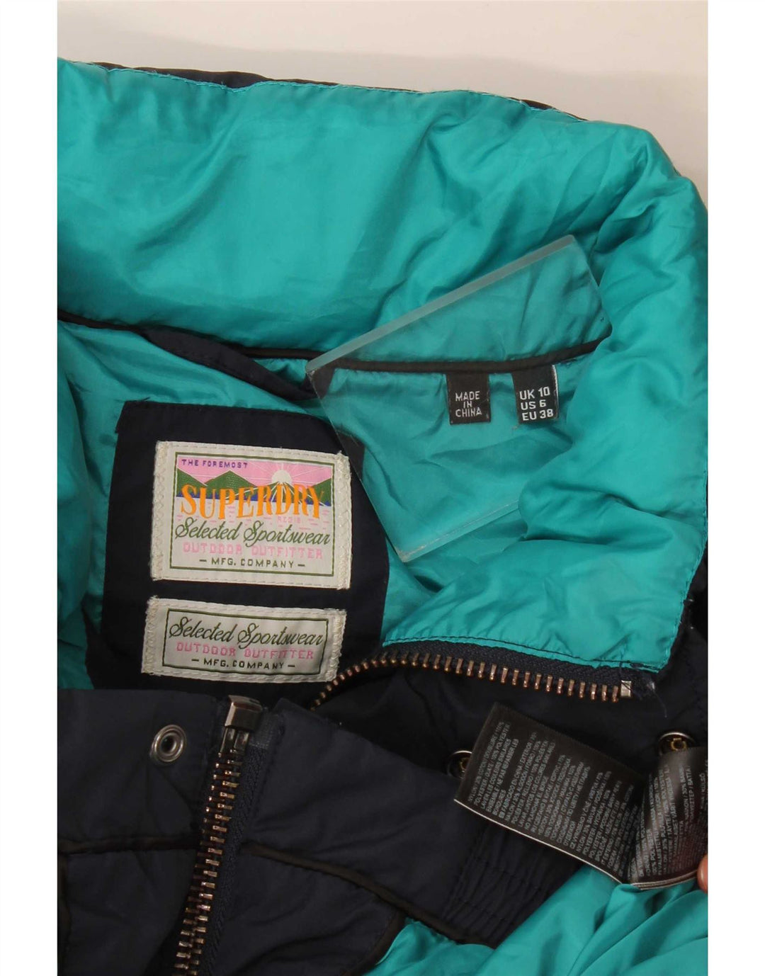 Superdry Damen Übergroße wattierte Jacke UK 10 Small Marineblau Polyester