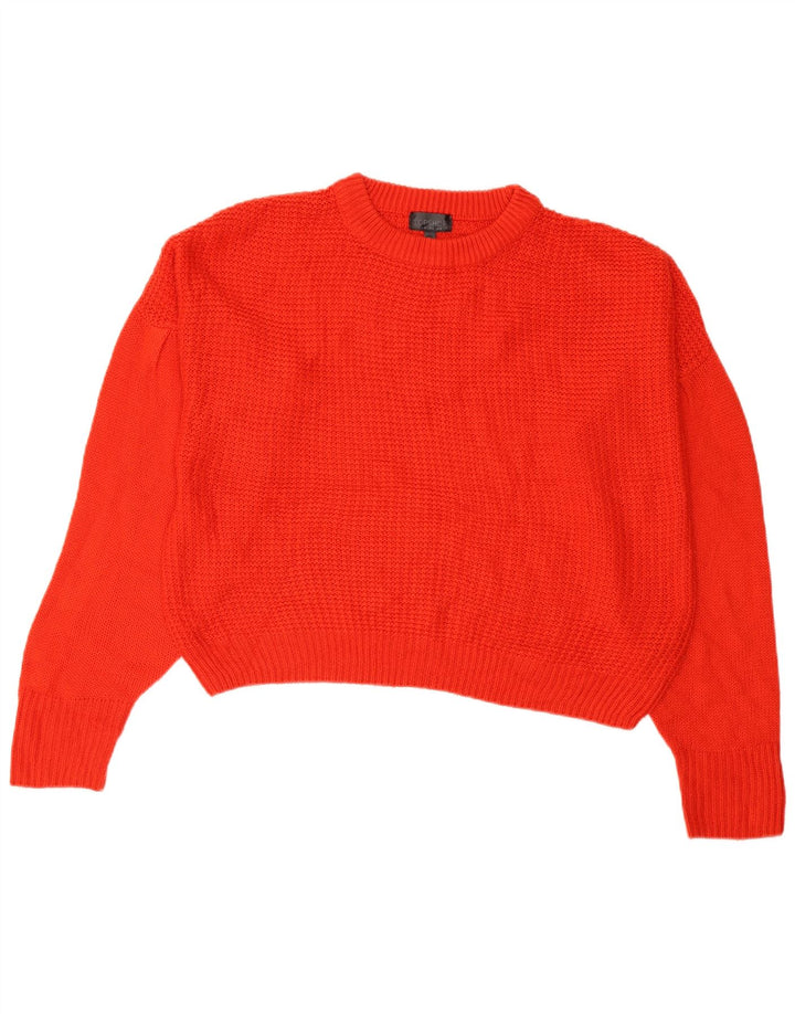Topshop Damen-Pullover, bauchfrei, übergroß, Rundhalsausschnitt, Gr. 8, Rot