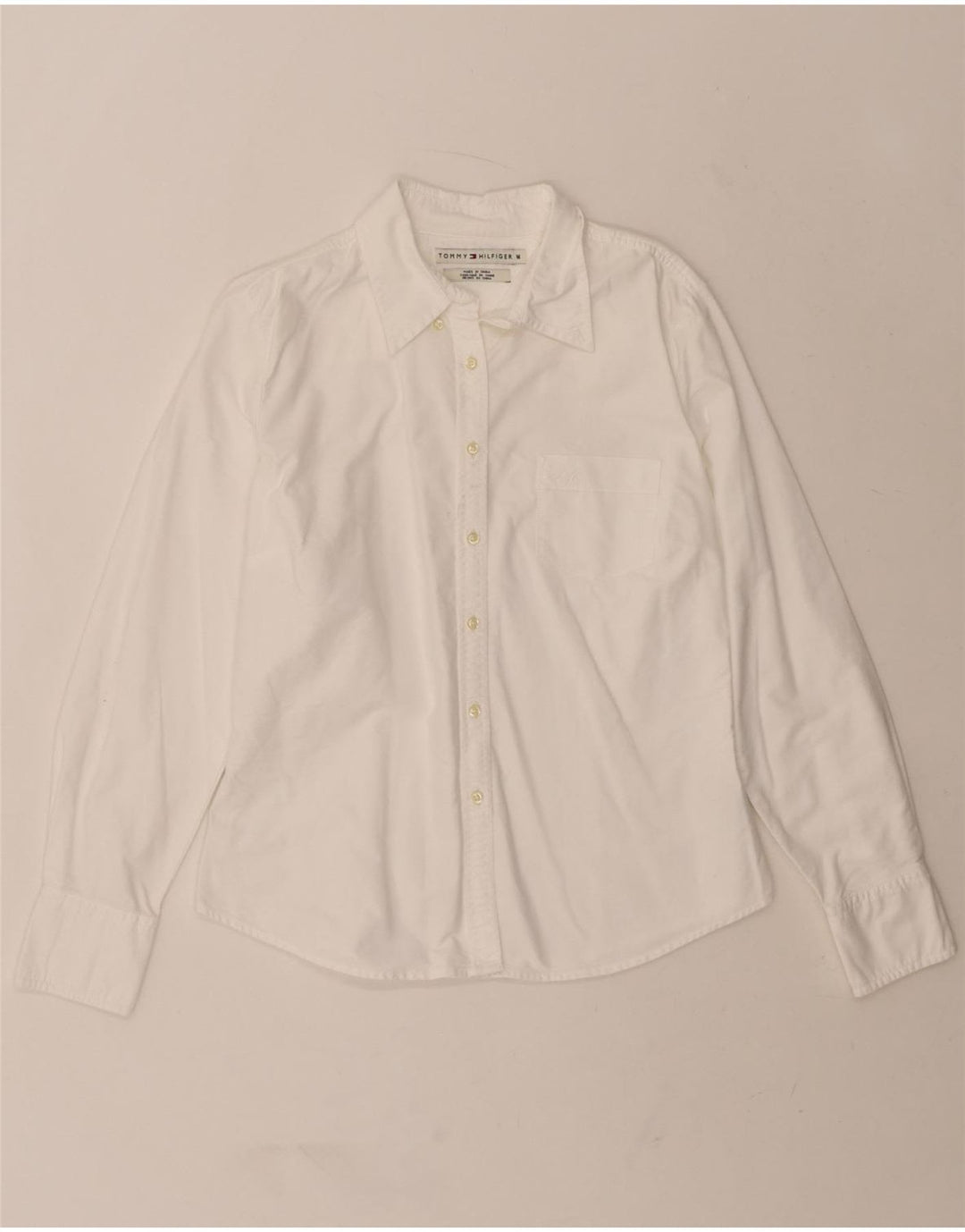 TOMMY HILFIGER Womens Shirt UK 14 Medium White Cotton Vintage Tommy Hilfiger and Second-Hand Tommy Hilfiger from Messina Hembry 