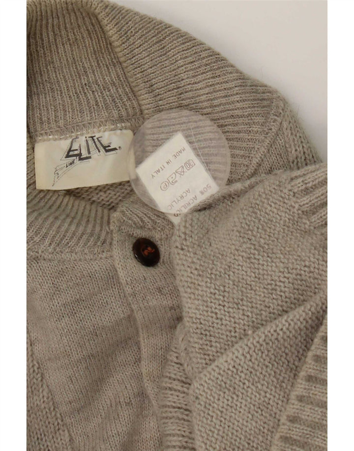 Elite Herren-Pullover mit Knopfkragen, mittelgraue Wolle