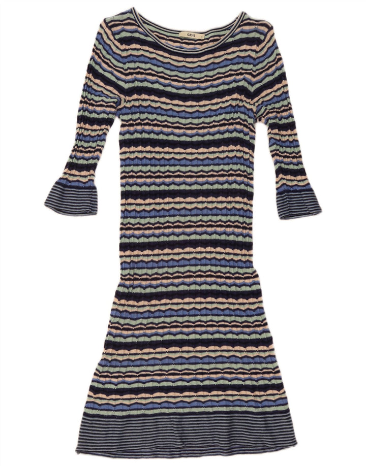 Oasis Damen-Pulloverkleid mit 3/4-Ärmeln, Größe M, mehrfarbig, gestreift