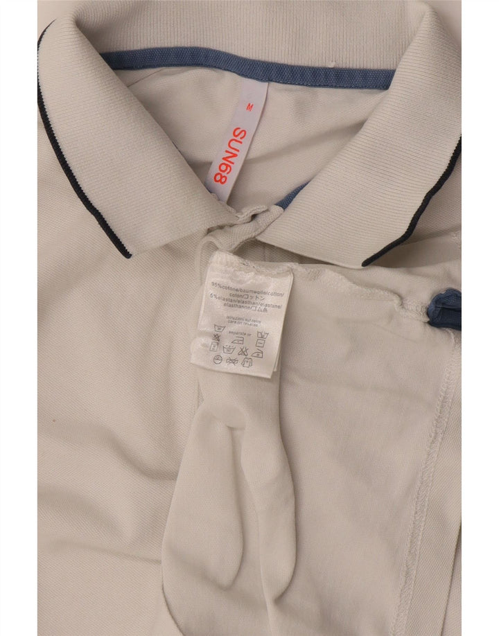 Sun68 Herren-Poloshirt aus mittelweißer Baumwolle