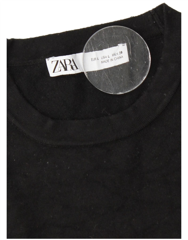 Zara Damen-Pullover mit Rundhalsausschnitt, Gr. 14, Schwarz