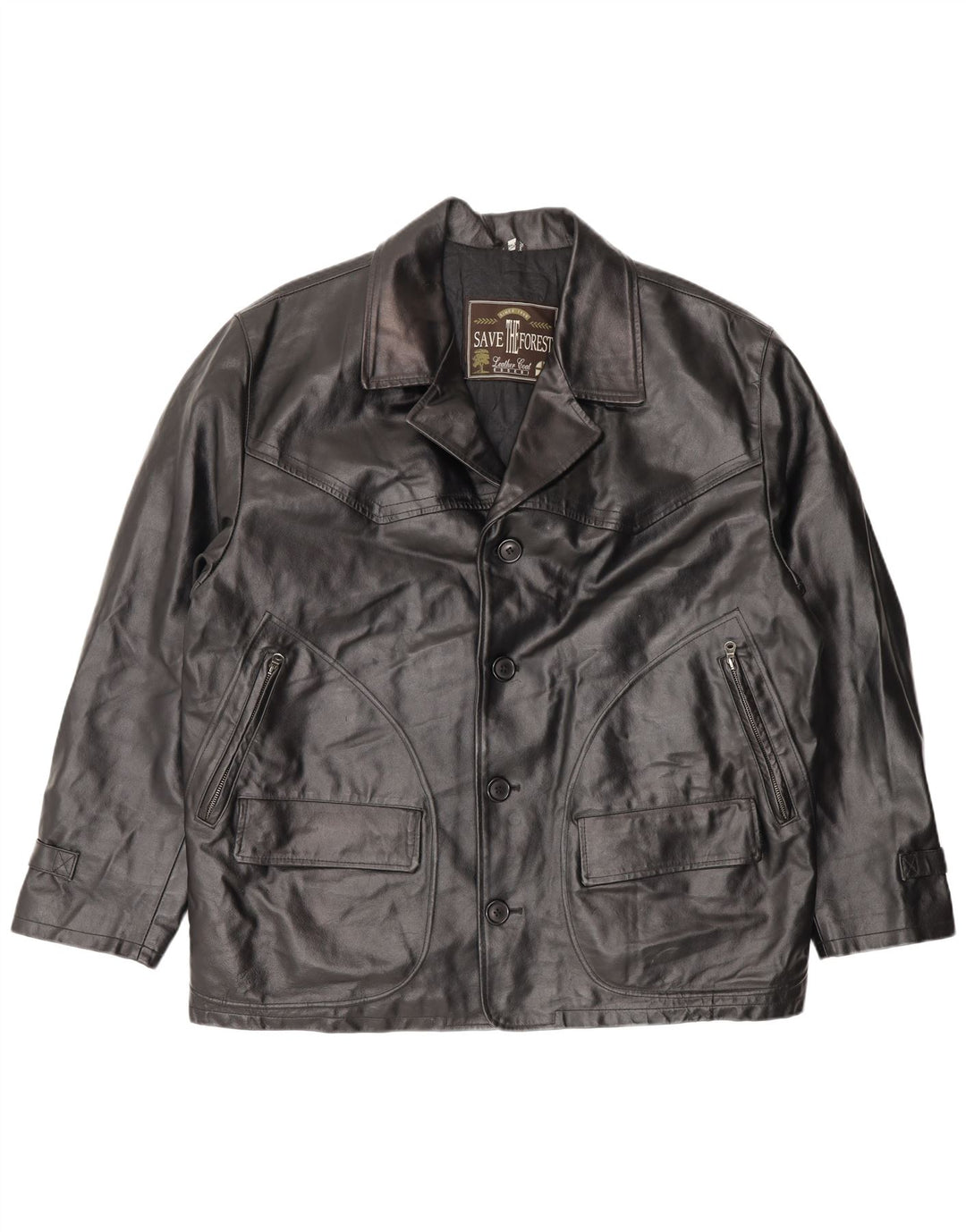 Essebi Herren Lederjacke IT 50 Großes schwarzes Leder